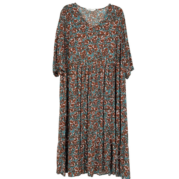 Studio Untold Dresses & Skirts - Studio Untold Ditsy Floral Maxi Dress Teal Orange 3/4 Sleeves Boho Sz 20/22